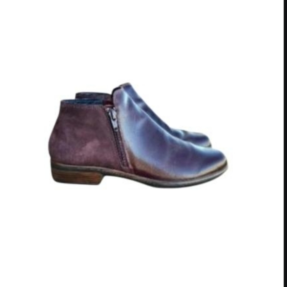 40 NAOT Helm Bordeaux Leather Violet Wine Red Nubuck Ankle Boot Shoe Women 9 9.5